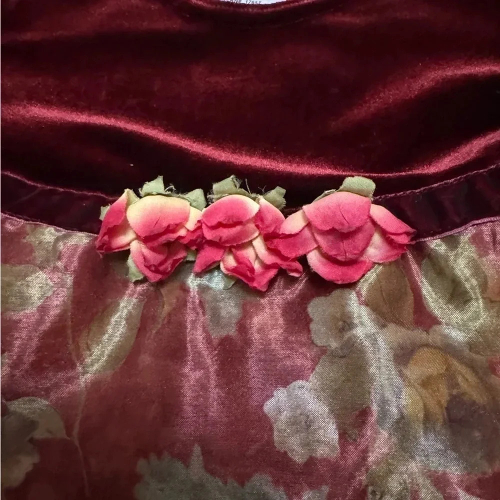 Brooke Lindsey toddler girl velvet top with floral skirt for 18 months - Picture 5 of 6